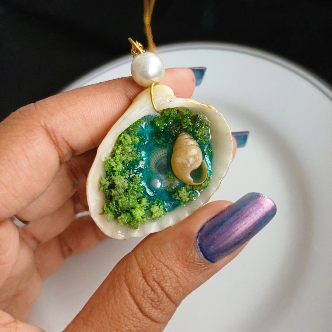 Mermaid's Lagoon Necklace – Handmade Seashell Ocean Pendant