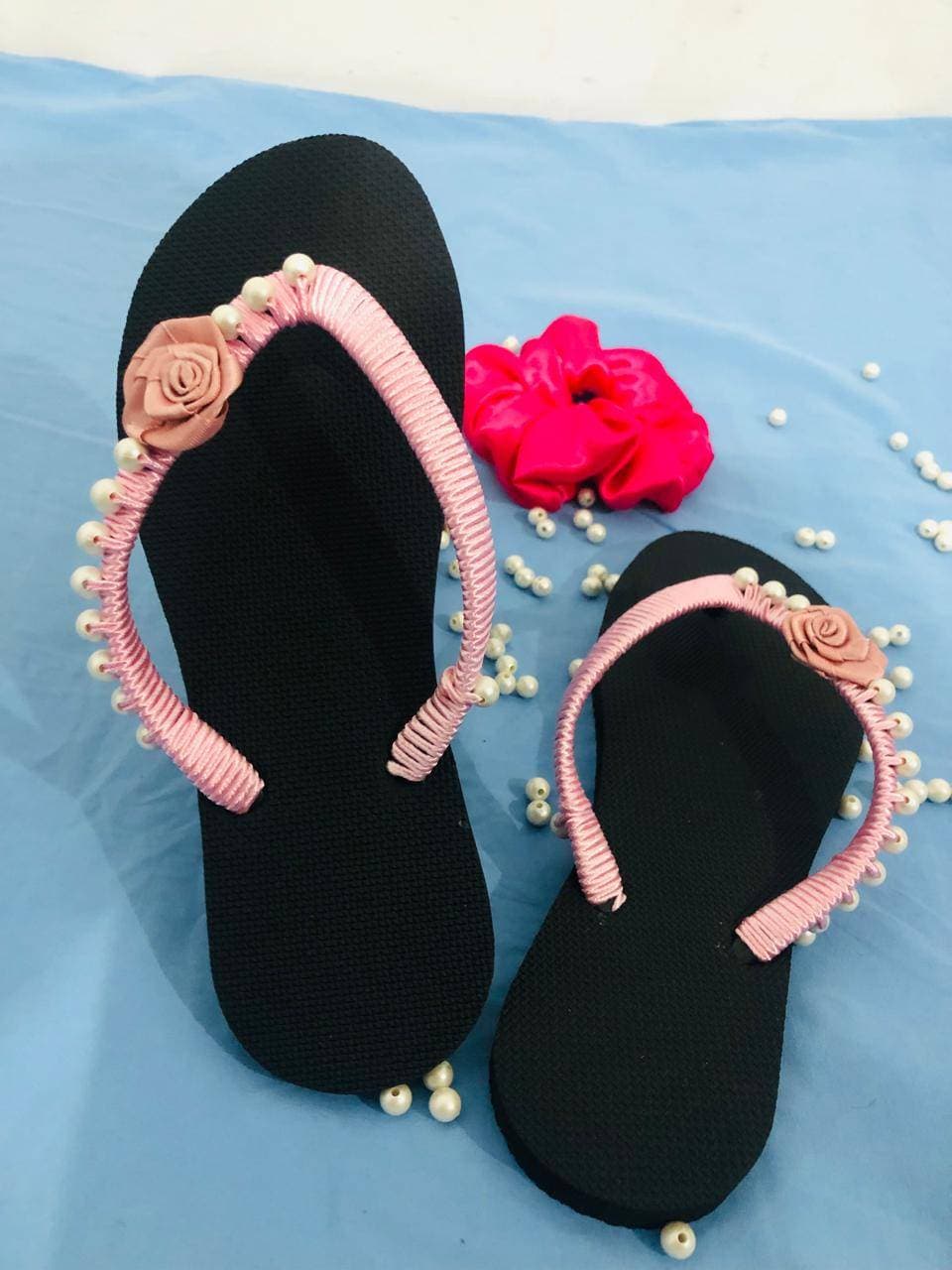 Handmade Pearl-Decorated Flip-Flops for Women