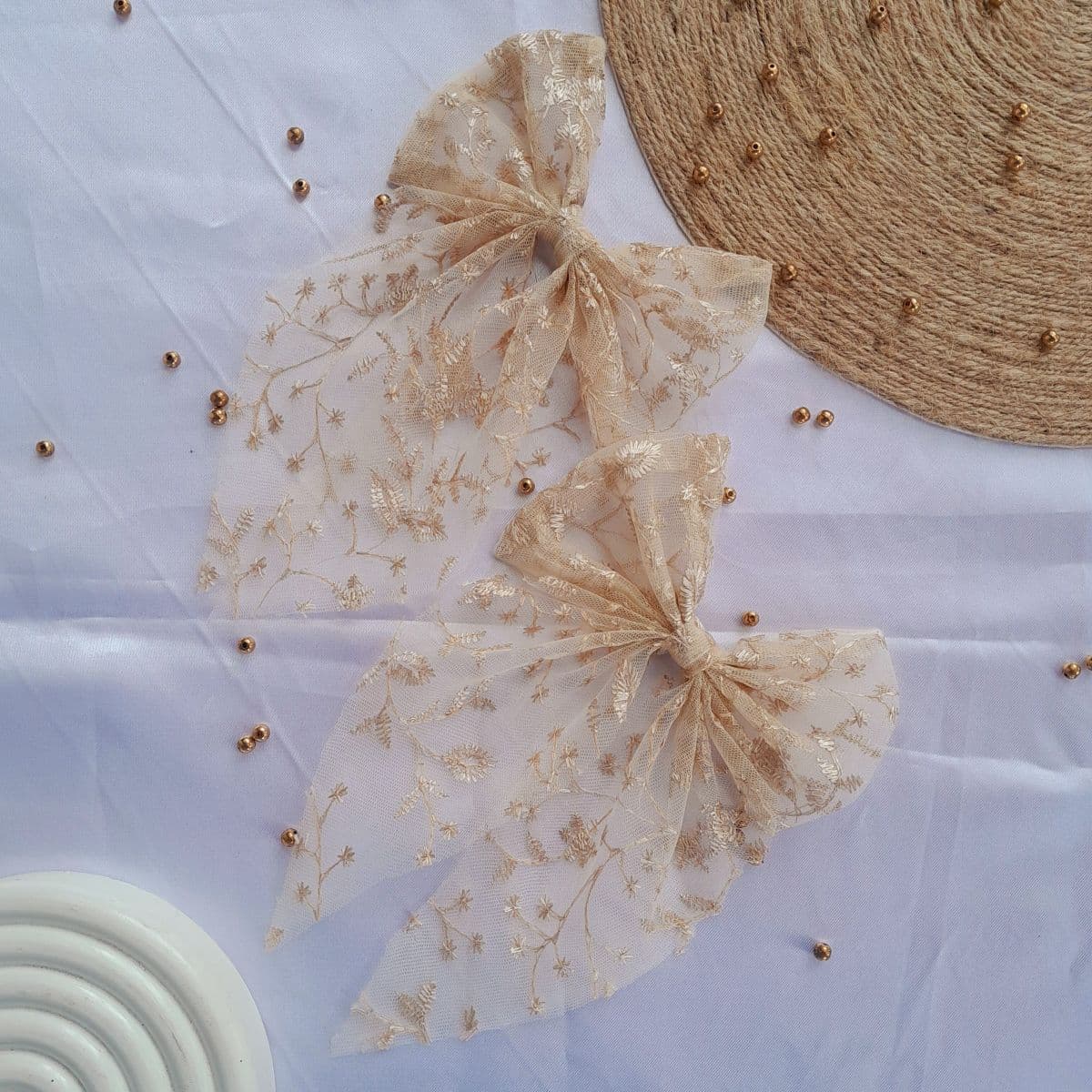 Embroidered Lace Hair Bows