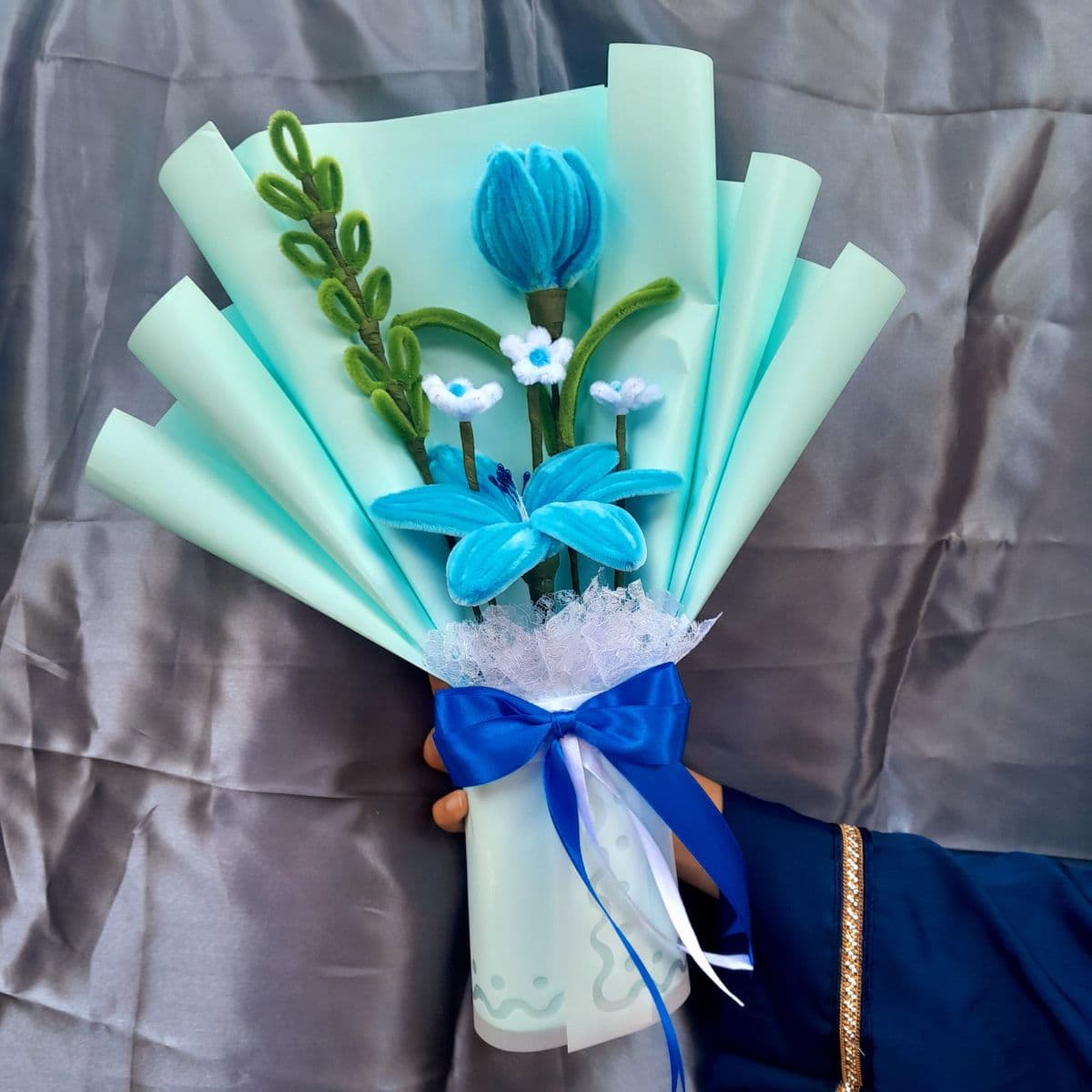 Blue Velvet Flower Bouquet