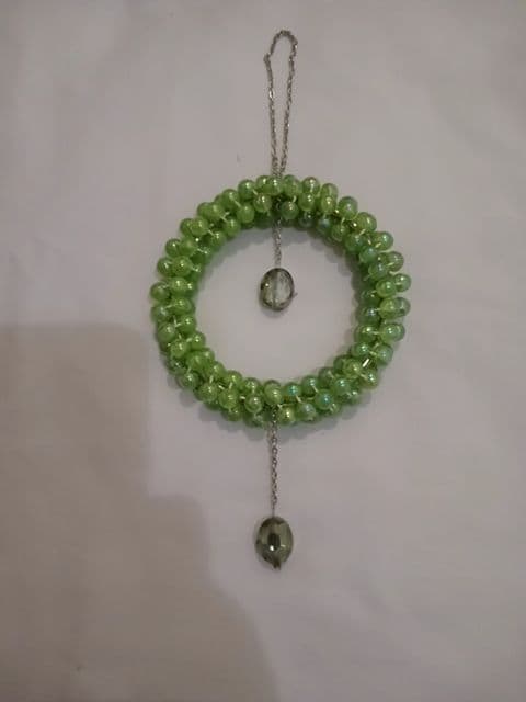 Green Crystal Beaded Suncatcher