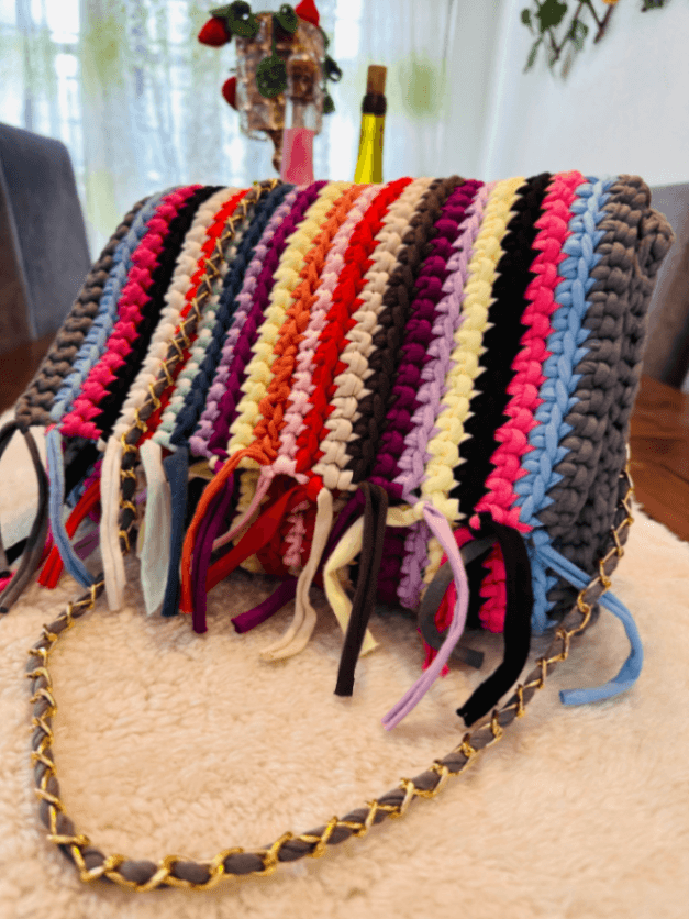 Rainbow Fringe Crochet Crossbody Bag