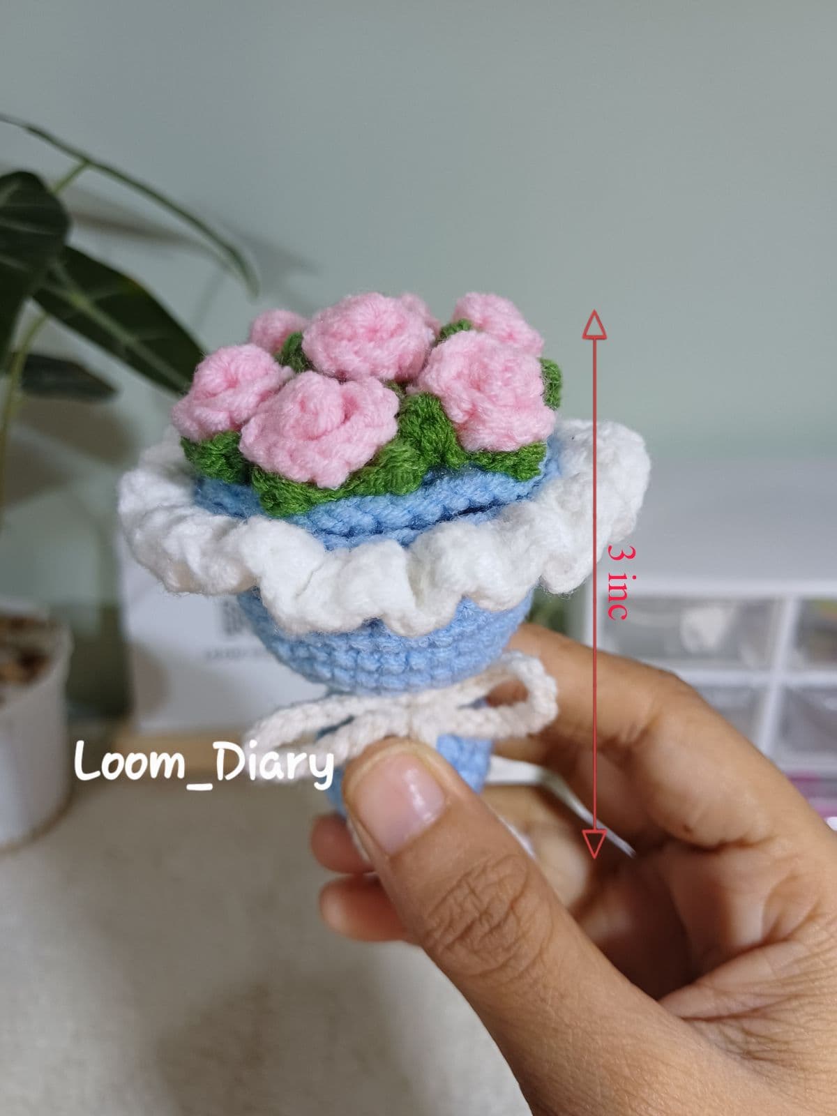 Crochet Mini Flower Bouquet With Ring Holder