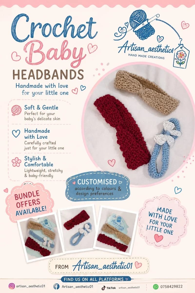 Handmade Crochet Baby Headbands 🧶💖
