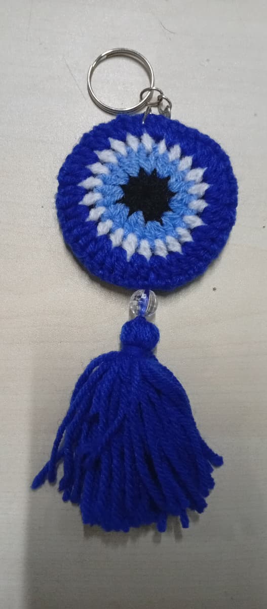 Crochet Evil Eye Keychain