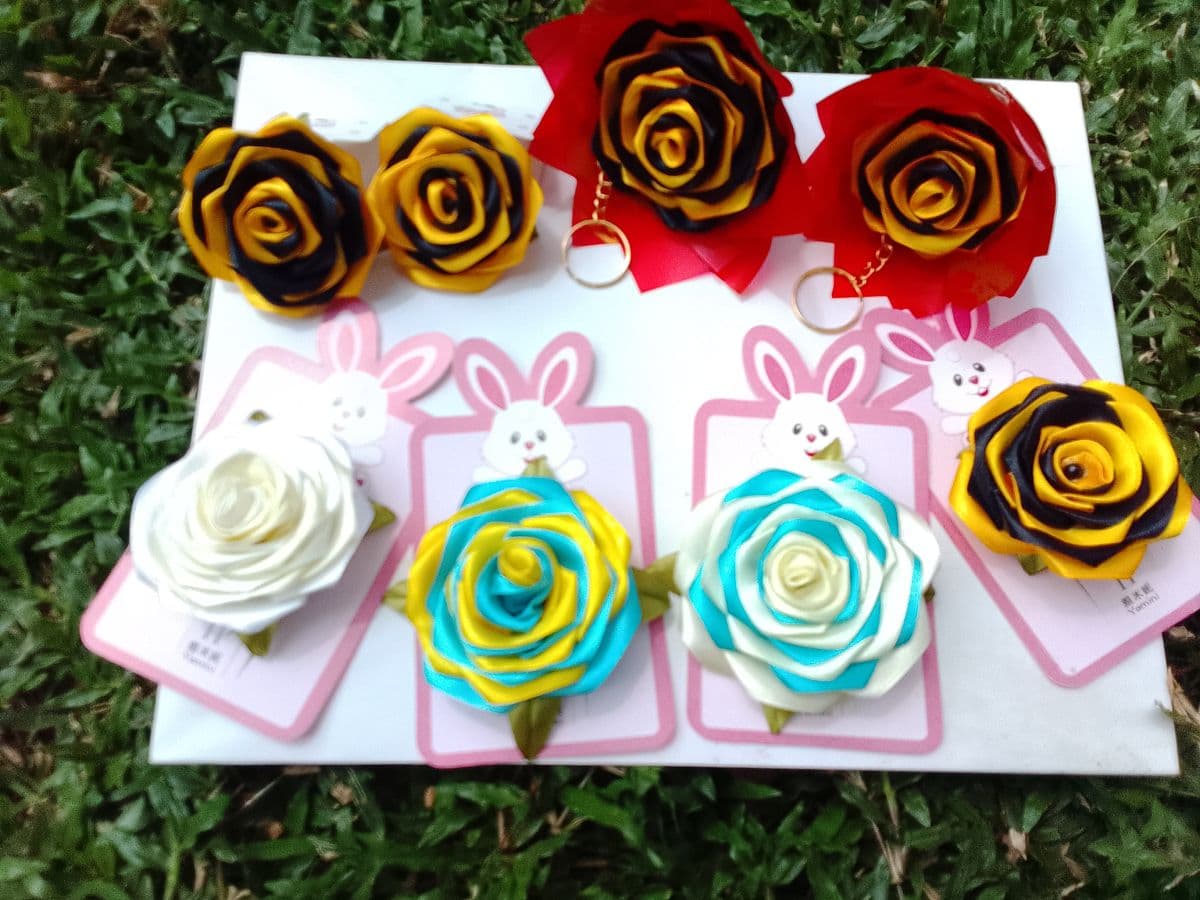 Handmade Ribbon Flower Key Tag