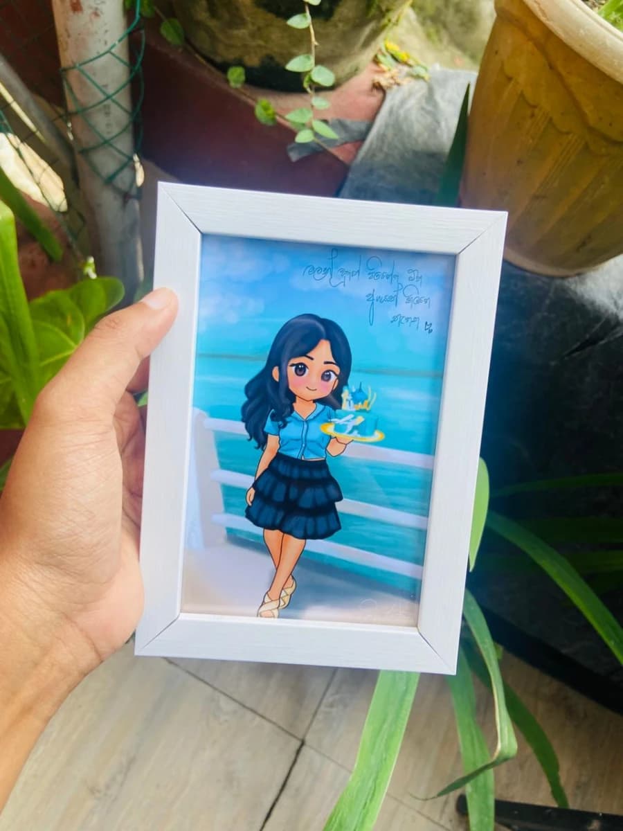 Digital Cartoon Art With Frame