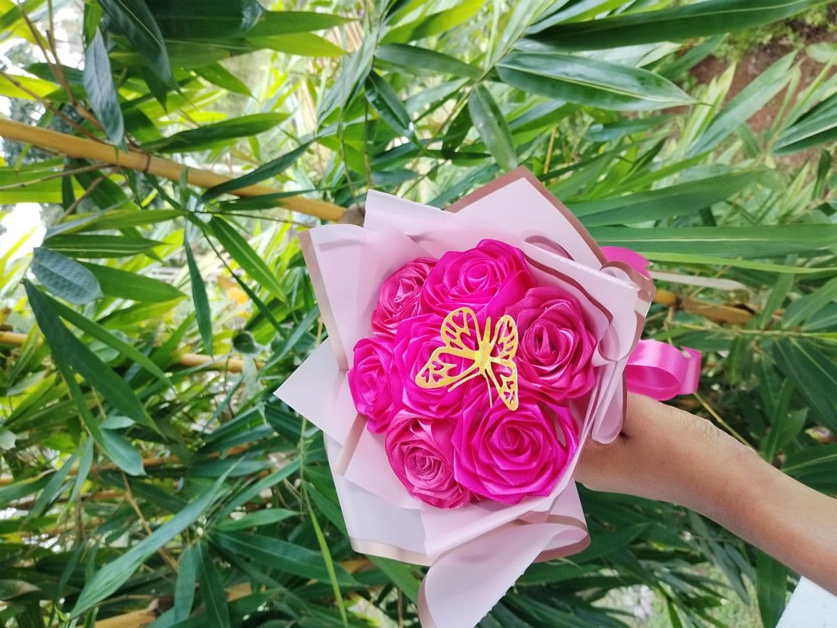 Mini Pink Rose Butterfly Bouquet