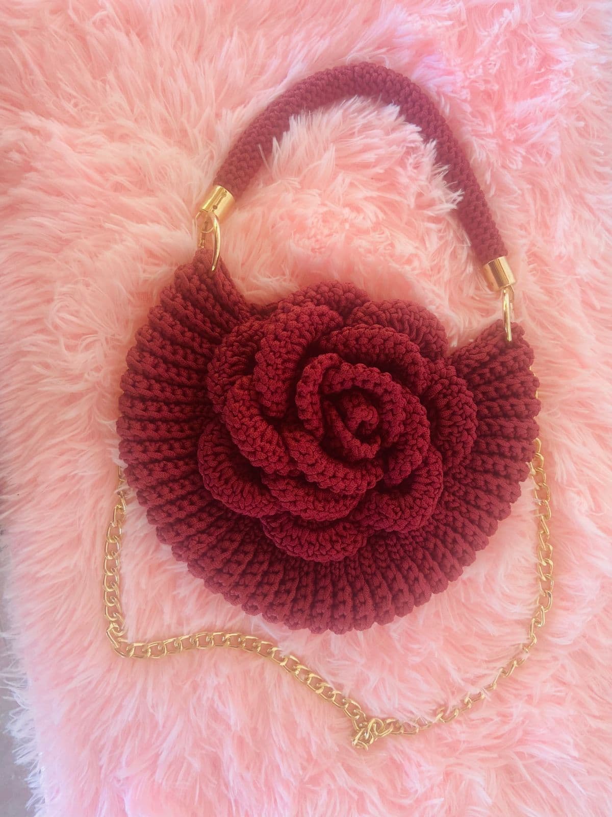 Handmade Crochet Rose Bag