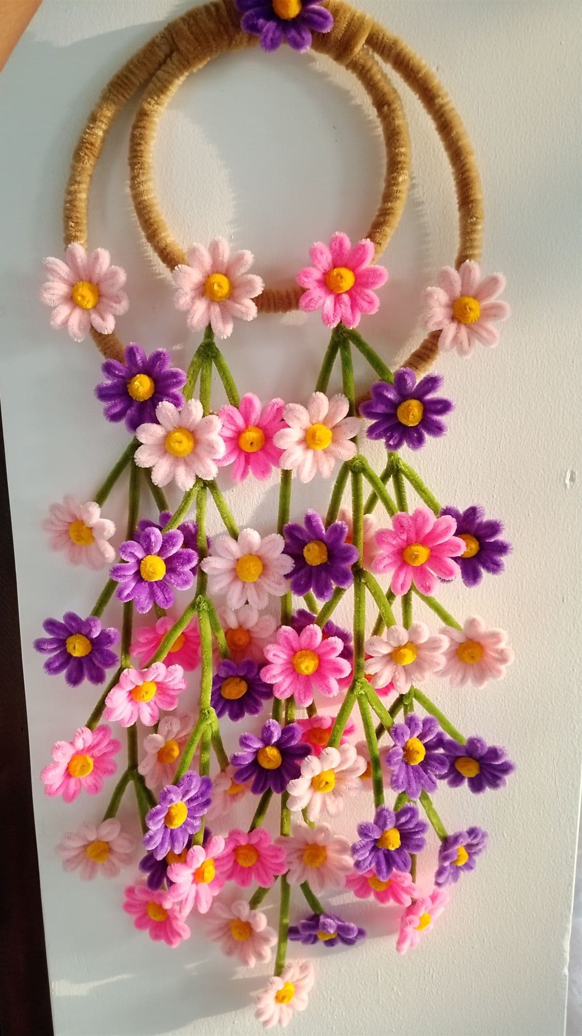 Handmade Floral Dreamcatcher Wall Hanging