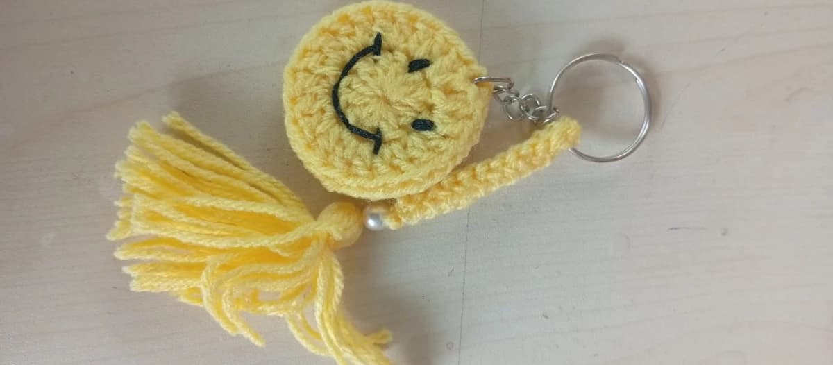 Crochet Emoji Face Keychain