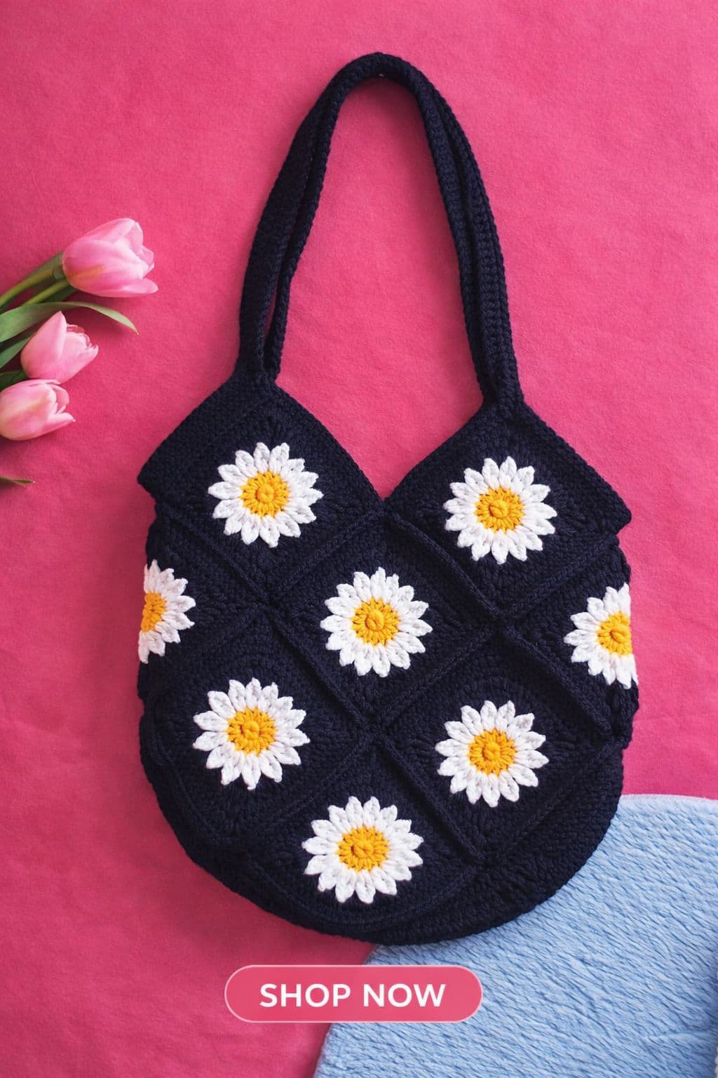 Handmade Crochet Granny Square Tote Bag