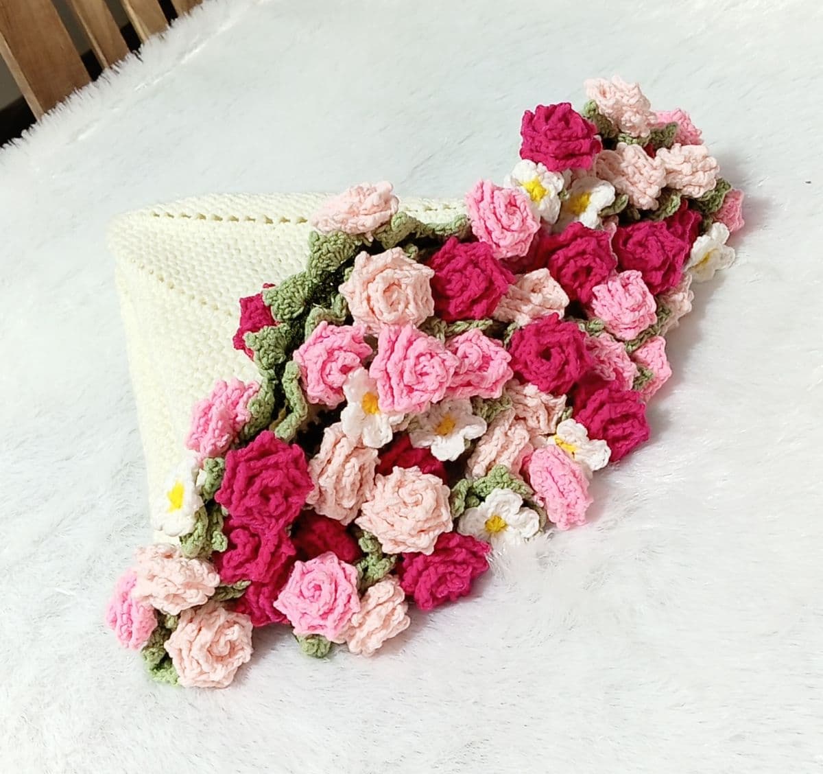 Crochet Rose Flower Blanket