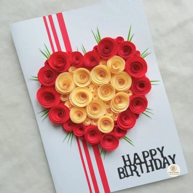 Handmade Paper Quilling Birthday Card – Floral 3D Greeting 2