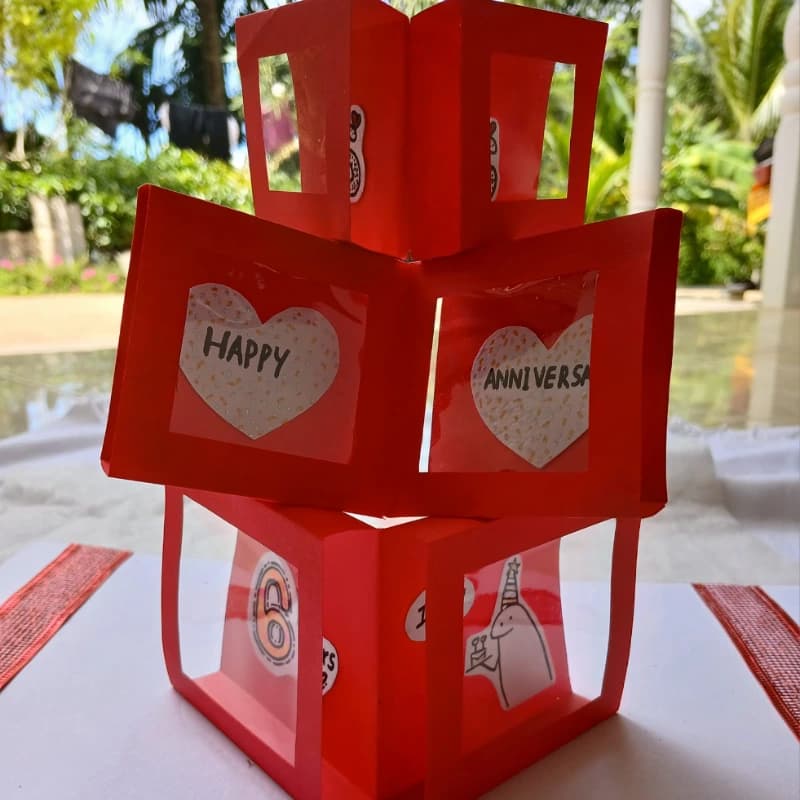 Handmade Pop-Up Anniversary Card – Paper Quilling Valentine Theme 3