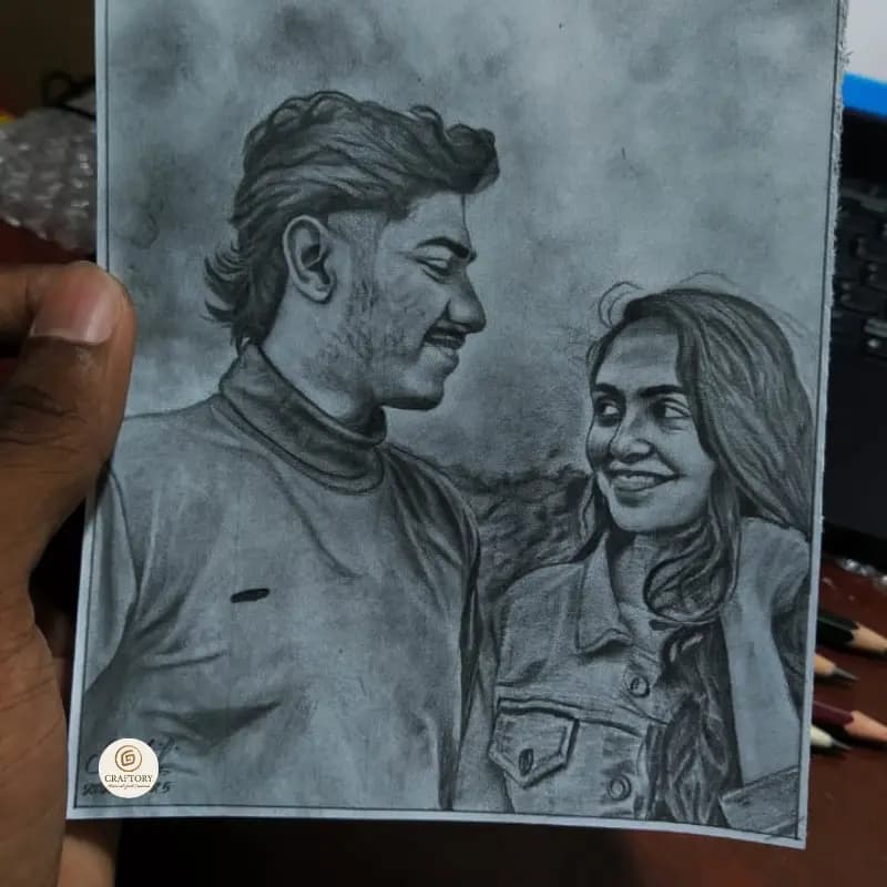 Custom Pencil Portrait Art – Hand-Drawn Sketch from Photo | A5, A4, A3 Sizes 3