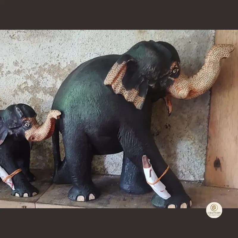 Handcrafted Wooden Elephant Statues 1
