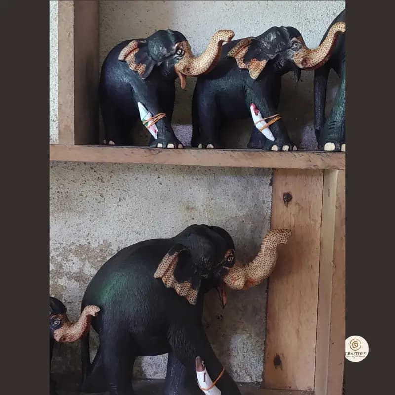 Handcrafted Wooden Elephant Statues 2