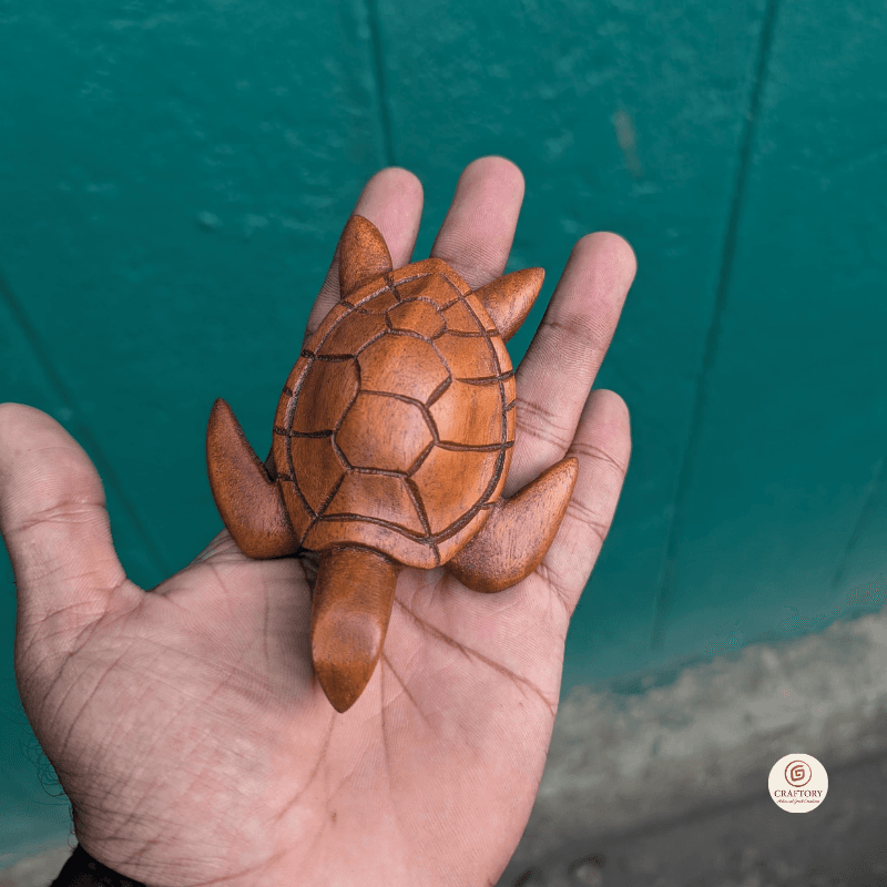 Handcrafted Wooden Sea Turtle Figurine 4