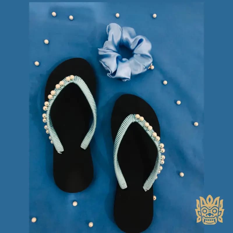 Handmade Beaded Flip-Flops with Scrunchie 1