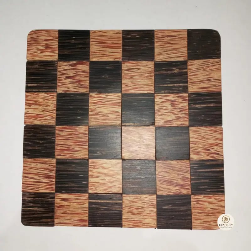 Handcrafted Table Mats – Kithul & Coconut Wood, Chessboard & Stripe Designs