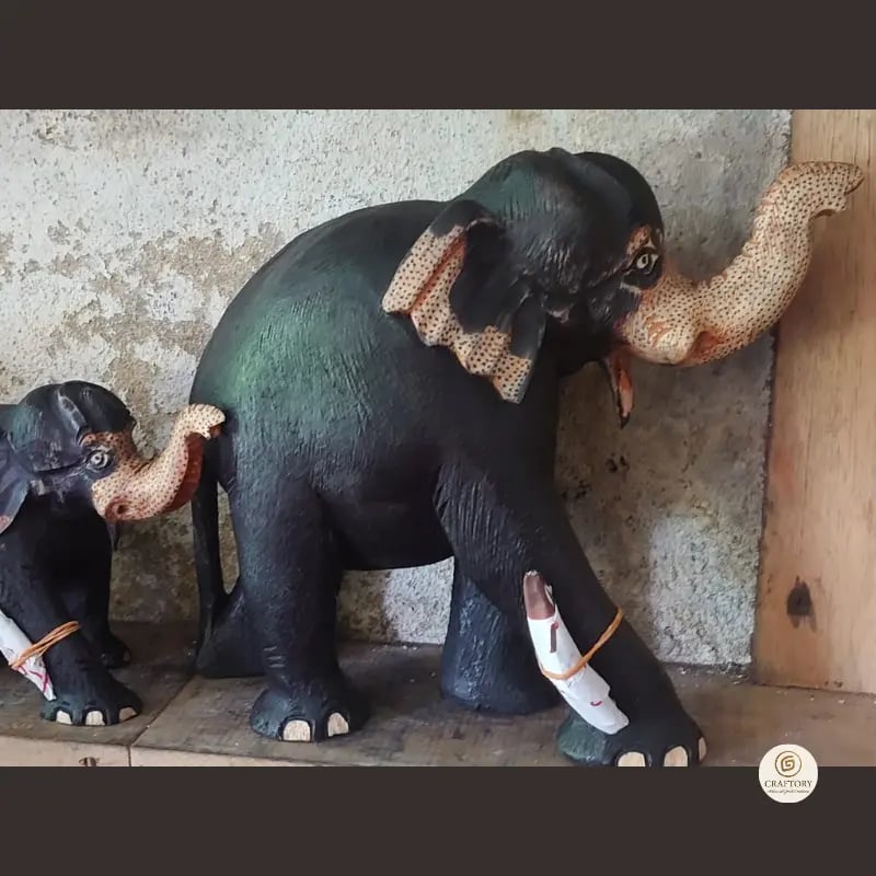 Handcrafted Wooden Elephant Statues